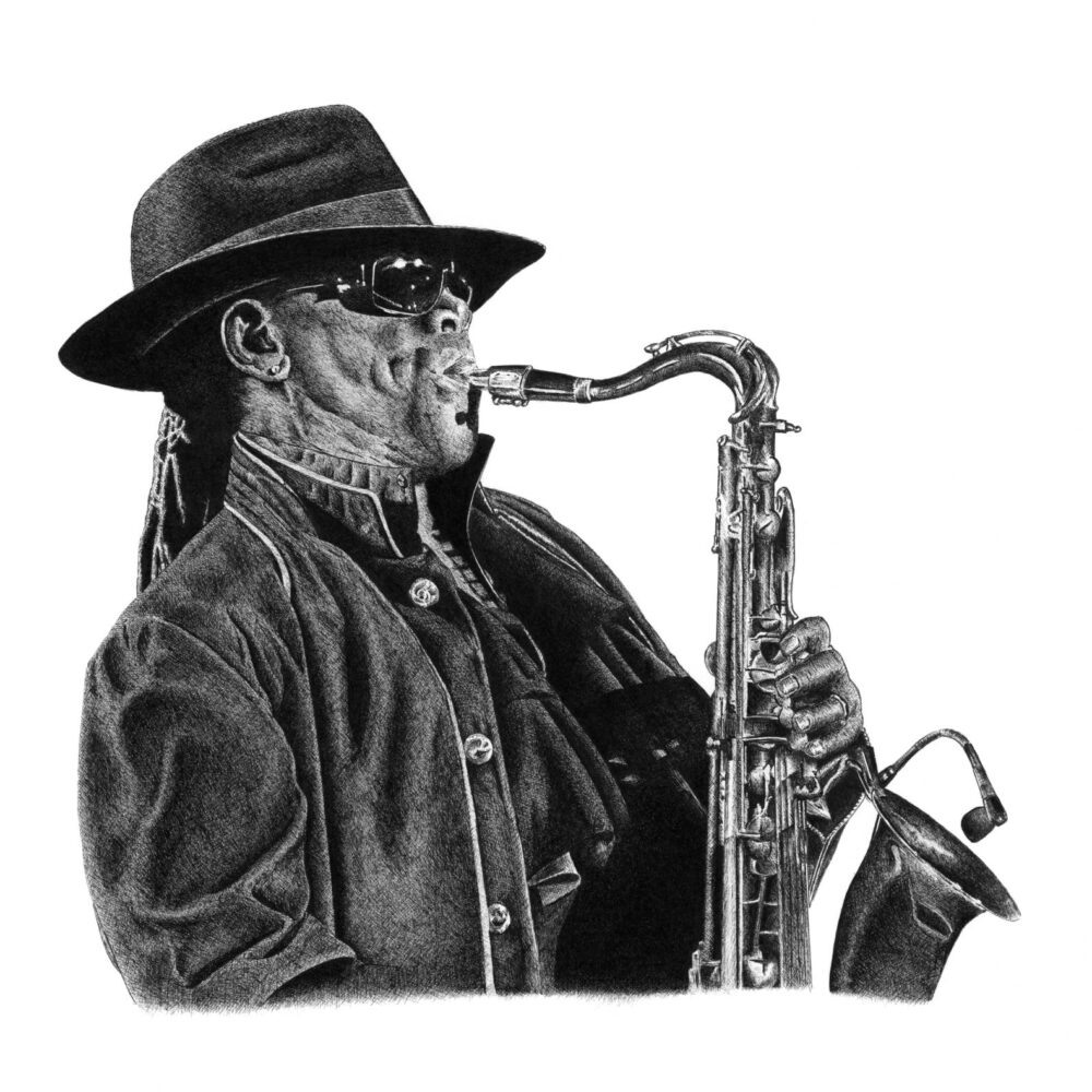 Clarence, pen/ink drawing by hyperrealist artist Robert Leone, 2014. Available as original and limited edition fine art print.